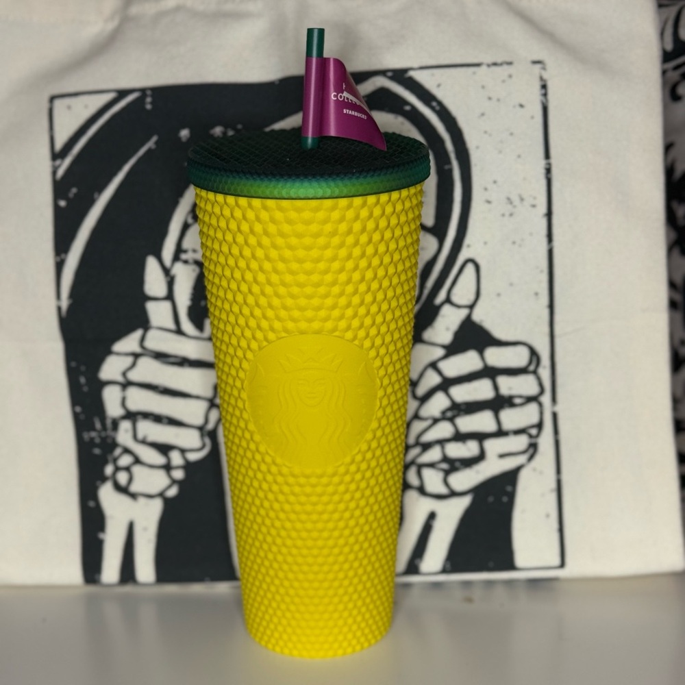 Starbucks Hawaii exclusive Textured Yellow Tumbler with Green Lid